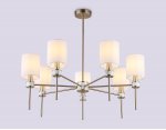 Люстра с абажурами на штанге Ambrella LH72373/7 DBS/WH темная латунь/белый E14/7 max 40W D840*720