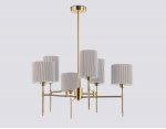 Люстра на штанге с абажурами Ambrella LH72381/6 BS/GR латунь/серый E14*6 max 40W D690*705