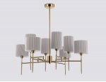 Люстра на штанге с абажурами Ambrella LH72383/8 BS/GR латунь/серый E14*8 max 40W D810*705