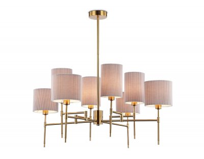 Люстра на штанге с абажурами Ambrella LH72383/8 BS/GR латунь/серый E14*8 max 40W D810*705