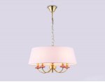 Подвесная люстра с абажуром и декором из керамики Ambrella LH75021/5 GD/PI золото/розовый E14/5 max 40W D550*730