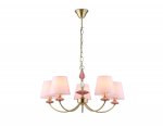 Подвесная люстра с абажуром и декором из керамики Ambrella LH75024/5 GD/PI золото/розовый E14/5 max 40W D700*780