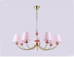 Подвесная люстра с абажуром и декором из керамики Ambrella LH75025/7 GD/PI золото/розовый E14/7 max 40W D890*800