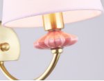 Настенный светильник с абажуром и декором из керамики Ambrella LH75027 GD/PI золото/розовый E14 max 40W 240*150*240