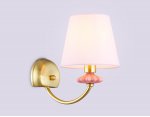 Настенный светильник с абажуром и декором из керамики Ambrella LH75027 GD/PI золото/розовый E14 max 40W 240*150*240