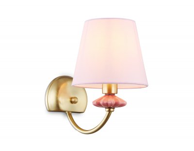 Настенный светильник с абажуром и декором из керамики Ambrella LH75027 GD/PI золото/розовый E14 max 40W 240*150*240