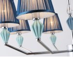 Подвесная люстра с абажуром и декором из керамики Ambrella LH75063/8 CH/DB хром/темно синий E14/8 max 40W D870*810