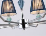 Подвесная люстра с абажуром и декором из керамики Ambrella LH75063/8 CH/DB хром/темно синий E14/8 max 40W D870*810