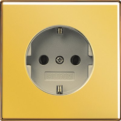 JUNG LS 990 Золото Розетка с/з с защитными шторками безвинт.зажим (LS520KIGGO) JUNG LS 990 Золото Розетка с/з с защитными шторками безвинт.зажим (LS520KIGGO)