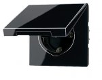 JUNG LS 990 Черный Розетка с/з с крышкой безвинт зажим (LS520KLSW)