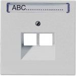 JUNG LS 990 Светло-серый Накладка 2-ой наклонной ТЛФ/комп розетки с полем для надписи (LS969-2NAUALG)