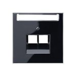 JUNG LS 990 Черный Накладка 2-ой наклонной ТЛФ/комп розетки с полем для надписи (LS969-2NAUASW)