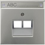 JUNG LS 990 бежевый Накладка 2-ой наклонной ТЛФ/комп розетки с полем для надписи (LS969-2NAUA)