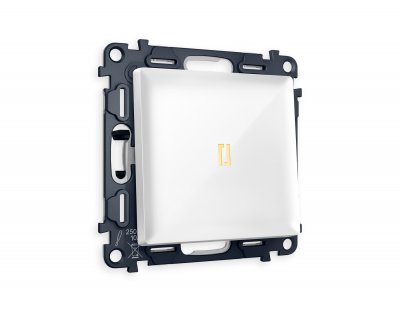 Комплект механизма 1-клавишного выключателя с подсветкой 3200K ALFA MA102010 Белый глянец QUANT Ambrella Volt