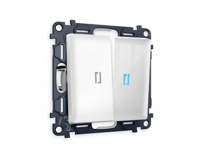 Комплект механизма 2-клавишного выключателя с подсветкой 10000K ALFA MA104020 Белый глянец QUANT Ambrella Volt Комплект механизма 2-клавишного выключателя с подсветкой 10000K ALFA MA104020 Белый глянец QUANT Ambrella Volt