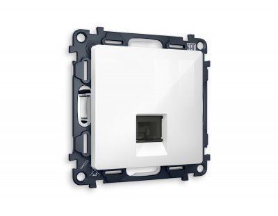 Комплект механизма компьютерной розетки ALFA MA112010 Белый глянец RJ-45(8P8C) CAT6 с защитной шторкой QUANT Ambrella Volt Комплект механизма компьютерной розетки ALFA MA112010 Белый глянец RJ-45(8P8C) CAT6 с защитной шторкой QUANT Ambrella Volt