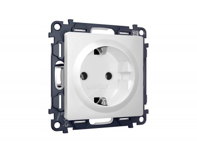 Комплект механизма электрической розетки ALFA MA126010 Белый матовый с заземлением на винтовых зажимах 2P+E 16A-250V QUANT Ambrella Volt