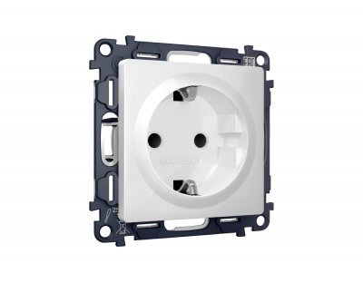 Комплект механизма электрической розетки ALFA MA127010 Белый матовый с заземлением со шторками 2P+E 16A-250V QUANT Ambrella Volt