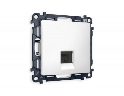 Комплект механизма компьютерной розетки ALFA MA132010 Белый матовый RJ-45(8P8C) CAT6 с защитной шторкой QUANT Ambrella Volt