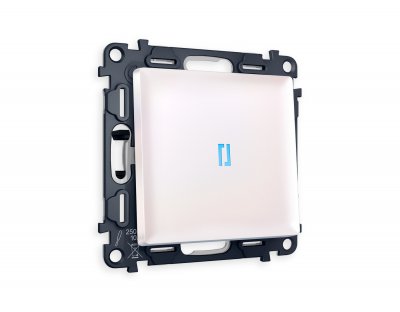 Комплект механизма 1-клавишного проходного выключателя с подсветкой 10000K ALFA MA202040 Жемчуг QUANT Ambrella Volt