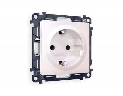 Комплект механизма электрической розетки ALFA MA207010 Жемчуг с заземлением со шторками 2P+E 16A-250V QUANT Ambrella Volt