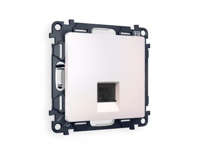 Комплект механизма телефонной розетки ALFA MA212030 Жемчуг RJ-11(4P4C) с защитной шторкой QUANT Ambrella Volt