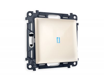 Комплект механизма 1-клавишного проходного выключателя с подсветкой 10000K ALFA MA302040 Бежевый глянец QUANT Ambrella Volt