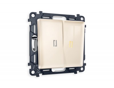 Комплект механизма 2-клавишного проходного выключателя с подсветкой 3200K ALFA MA304030 Бежевый глянец QUANT Ambrella Volt Комплект механизма 2-клавишного проходного выключателя с подсветкой 3200K ALFA MA304030 Бежевый глянец QUANT Ambrella Volt