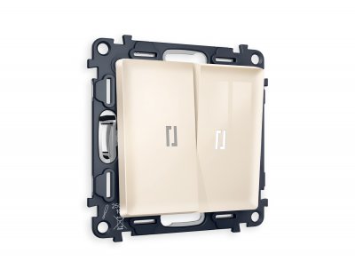 Комплект механизма 2-клавишного проходного выключателя с подсветкой 5600K ALFA MA304035 Бежевый глянец QUANT Ambrella Volt Комплект механизма 2-клавишного проходного выключателя с подсветкой 5600K ALFA MA304035 Бежевый глянец QUANT Ambrella Volt