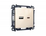 Комплект механизма розетки ALFA MA311010 Бежевый глянец 2USB A+C 20W быстрая зарядка QUANT Ambrella Volt