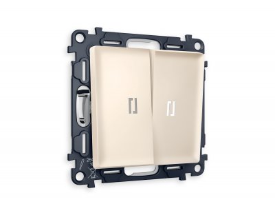 Комплект механизма 2-клавишного проходного выключателя с подсветкой 5600K ALFA MA324035 Бежевый матовый QUANT Ambrella Volt Комплект механизма 2-клавишного проходного выключателя с подсветкой 5600K ALFA MA324035 Бежевый матовый QUANT Ambrella Volt