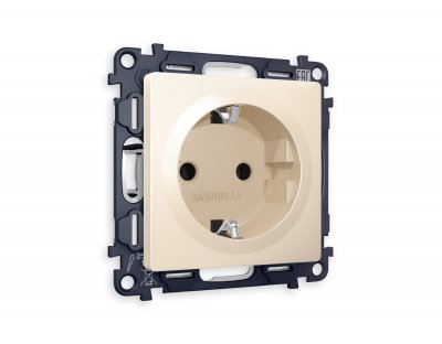 Комплект механизма электрической розетки ALFA MA327010 Бежевый матовый с заземлением со шторками 2P+E 16A-250V QUANT Ambrella Volt Комплект механизма электрической розетки ALFA MA327010 Бежевый матовый с заземлением со шторками 2P+E 16A-250V QUANT Ambrella Volt