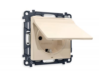 Комплект механизма электрической розетки ALFA MA328010 Бежевый матовый с заземлением со шторками и защитной крышкой 2P+E 16A-250V IP44 QUANT Ambrella Volt Комплект механизма электрической розетки ALFA MA328010 Бежевый матовый с заземлением со шторками и защитной крышкой 2P+E 16A-250V IP44 QUANT Ambrella Volt