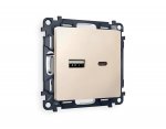 Комплект механизма розетки ALFA MA331010 Бежевый матовый 2USB A+C 20W быстрая зарядка QUANT Ambrella Volt