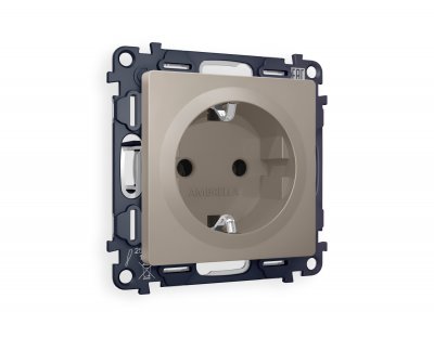 Комплект механизма электрической розетки ALFA MA366010 Серо-бежевый матовый с заземлением на винтовых зажимах 2P+E 16A-250V QUANT Ambrella Volt Комплект механизма электрической розетки ALFA MA366010 Серо-бежевый матовый с заземлением на винтовых зажимах 2P+E 16A-250V QUANT Ambrella Volt
