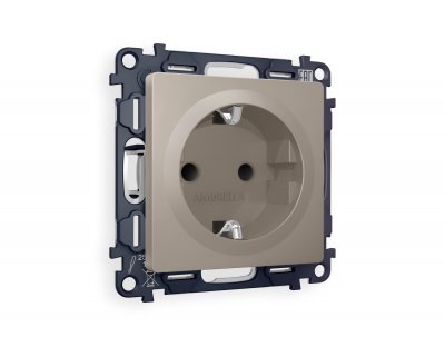 Комплект механизма электрической розетки ALFA MA367010 Серо-бежевый матовый с заземлением со шторками 2P+E 16A-250V QUANT Ambrella Volt Комплект механизма электрической розетки ALFA MA367010 Серо-бежевый матовый с заземлением со шторками 2P+E 16A-250V QUANT Ambrella Volt