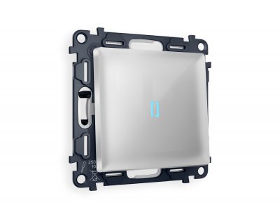 Комплект механизма 1-клавишного выключателя с подсветкой 10000K ALFA MA402020 Серебро глянец QUANT Ambrella Volt