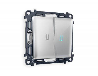 Комплект механизма 2-клавишного выключателя с подсветкой 10000K ALFA MA404020 Серебро глянец QUANT Ambrella Volt Комплект механизма 2-клавишного выключателя с подсветкой 10000K ALFA MA404020 Серебро глянец QUANT Ambrella Volt