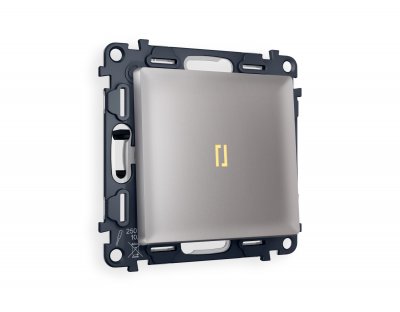 Комплект механизма 1-клавишного выключателя с подсветкой 3200K ALFA MA502010 Сталь матовый QUANT Ambrella Volt