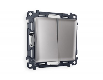 Комплект механизма 2-клавишного выключателя ALFA MA503010 Сталь матовый QUANT Ambrella Volt Комплект механизма 2-клавишного выключателя ALFA MA503010 Сталь матовый QUANT Ambrella Volt