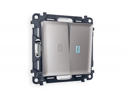 Комплект механизма 2-клавишного проходного выключателя с подсветкой 10000K ALFA MA504040 Сталь матовый QUANT Ambrella Volt Комплект механизма 2-клавишного проходного выключателя с подсветкой 10000K ALFA MA504040 Сталь матовый QUANT Ambrella Volt