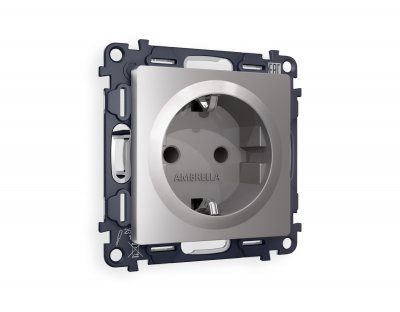 Комплект механизма электрической розетки ALFA MA507010 Сталь матовый с заземлением и шторками 2P+E 16A-250V QUANT Ambrella Volt Комплект механизма электрической розетки ALFA MA507010 Сталь матовый с заземлением и шторками 2P+E 16A-250V QUANT Ambrella Volt