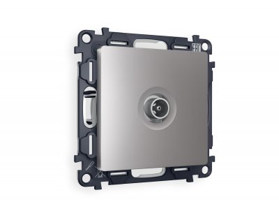 Комплект механизма TV розетки проходной ALFA MA513030 Сталь матовый 5-1000 MHz 4dB QUANT Ambrella Volt Комплект механизма TV розетки проходной ALFA MA513030 Сталь матовый 5-1000 MHz 4dB QUANT Ambrella Volt