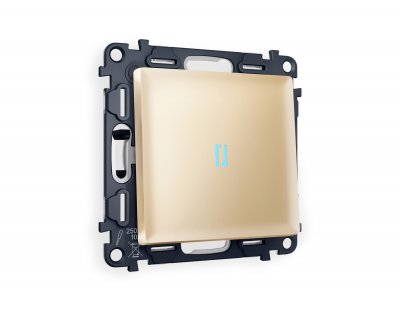 Комплект механизма 1-клавишного проходного выключателя с подсветкой 10000K ALFA MA602040 Шампань QUANT Ambrella Volt
