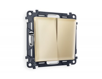 Комплект механизма 2-клавишного выключателя ALFA MA603010 Шампань QUANT Ambrella Volt Комплект механизма 2-клавишного выключателя ALFA MA603010 Шампань QUANT Ambrella Volt