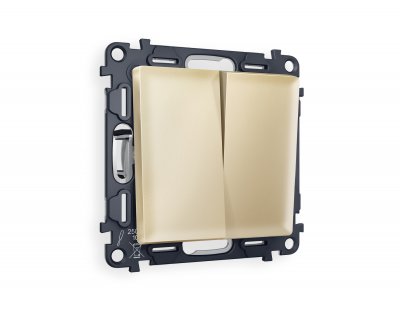 Комплект механизма 2-клавишного проходного выключателя ALFA MA603020 Шампань QUANT Ambrella Volt Комплект механизма 2-клавишного проходного выключателя ALFA MA603020 Шампань QUANT Ambrella Volt