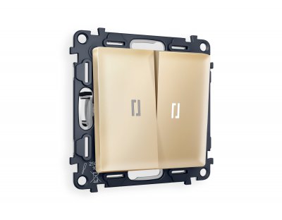 Комплект механизма 2-клавишного выключателя с подсветкой 5600K ALFA MA604015 Шампань QUANT Ambrella Volt Комплект механизма 2-клавишного выключателя с подсветкой 5600K ALFA MA604015 Шампань QUANT Ambrella Volt