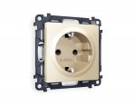 Комплект механизма электрической розетки ALFA MA607010 Шампань с заземлением и шторками 2P+E 16A-250V QUANT Ambrella Volt
