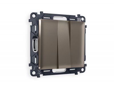 Комплект механизма 3-клавишного выключателя ALFA MA635010 Темная бронза матовый QUANT Ambrella Volt Комплект механизма 3-клавишного выключателя ALFA MA635010 Темная бронза матовый QUANT Ambrella Volt