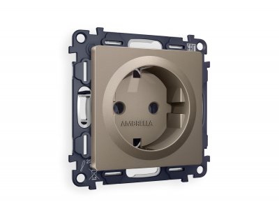 Комплект механизма электрической розетки ALFA MA636010 Темная бронза матовый с заземлением на винтовых зажимах 2P+E 16A-250V QUANT Ambrella Volt